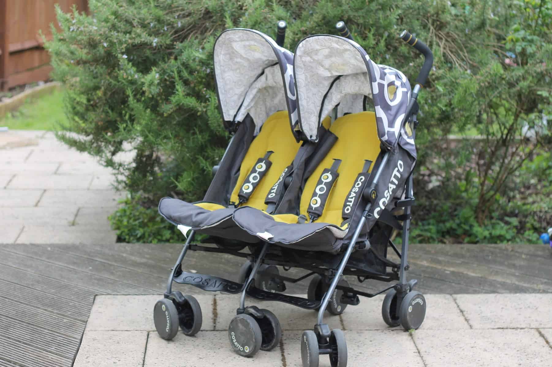 cosatto double stroller folded