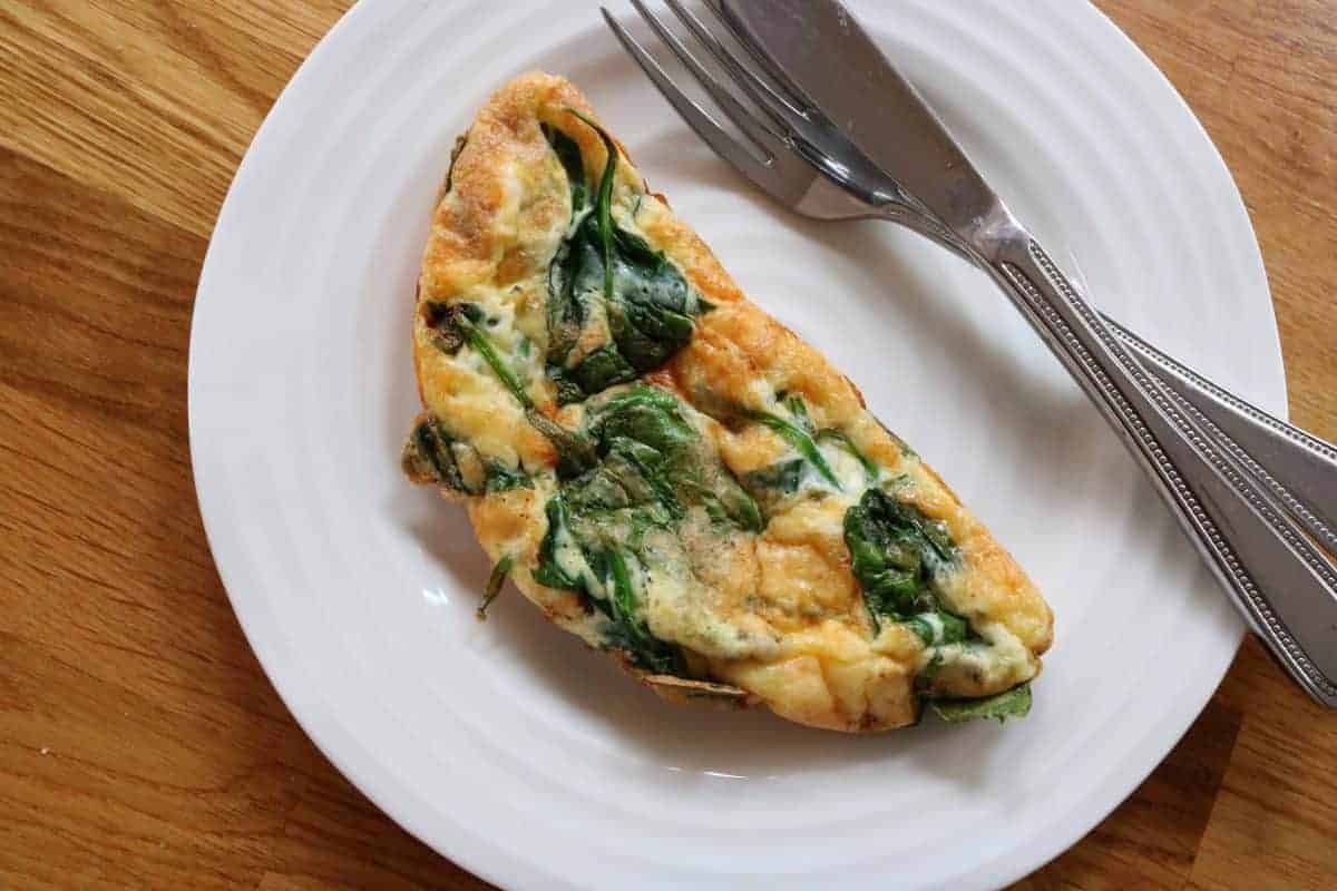Cheese and Spinach Omelette made in an omelette maker