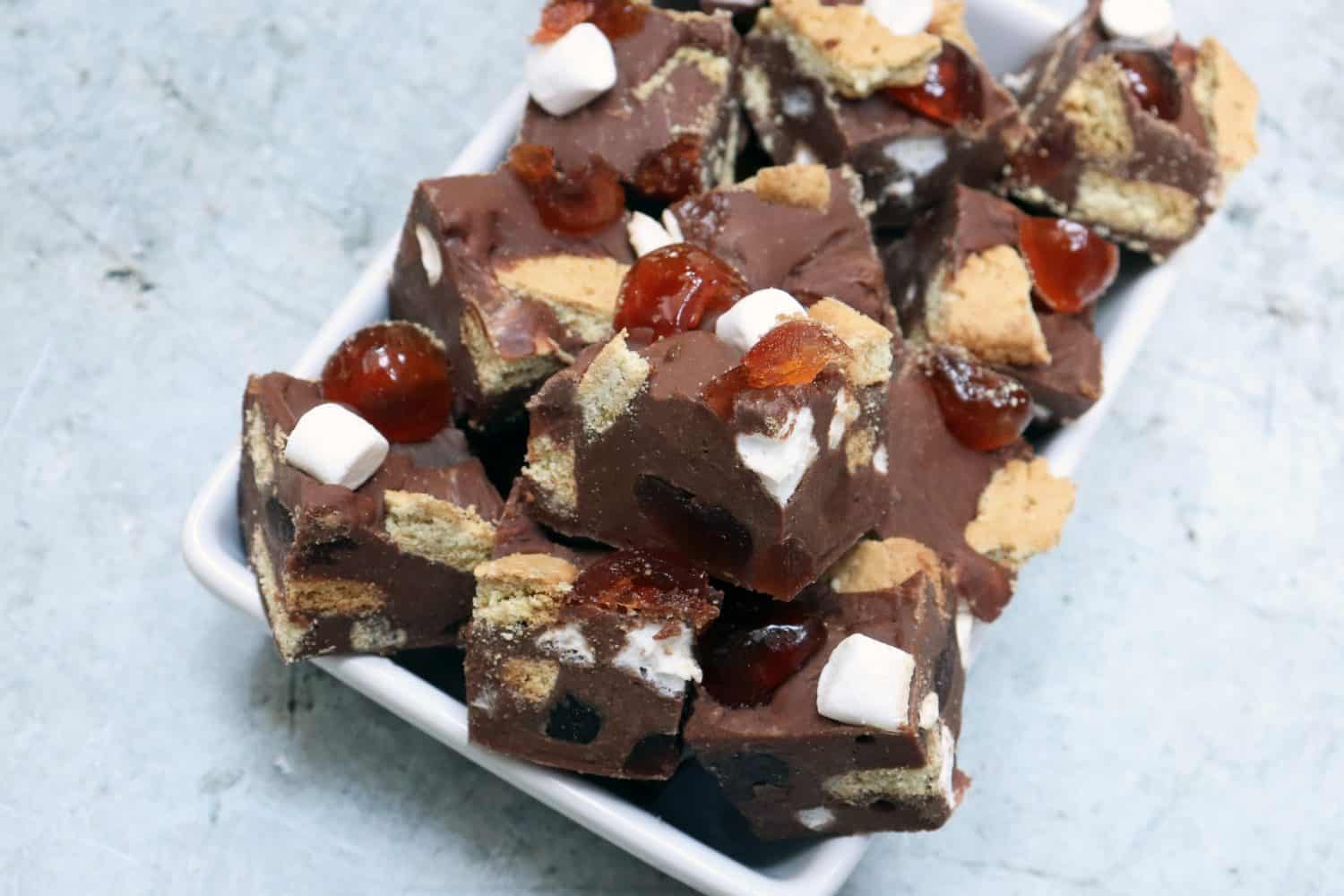 Easy Slow Cooker Rocky Road Fudge Recipe Recipe - What the Redhead said